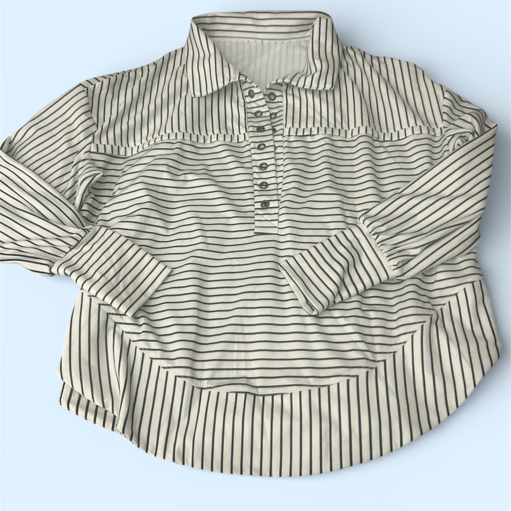 Women’s Striped Long Sleeve Collared Shirt